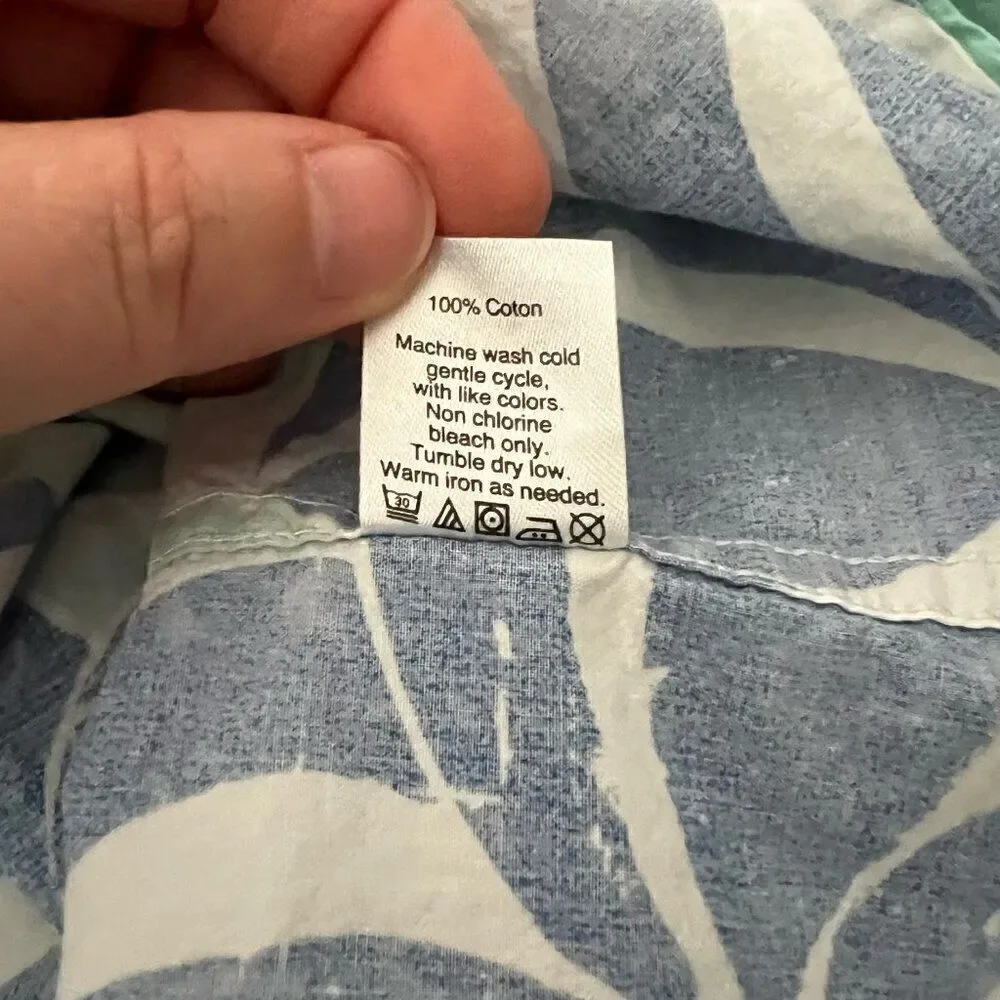 J. Crew Mens Shirt Large Blue Green Beachball Hawaiian Coastal Aloha Casual